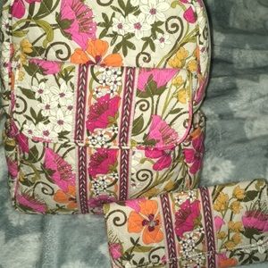 Vera Bradley Floral Backpack and Fold out Wallet